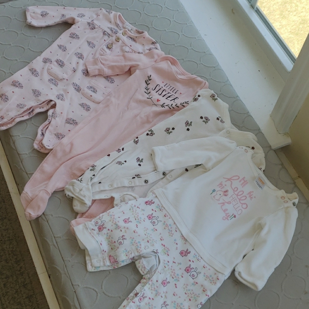 Four 0-3 months girl (2 footed/2 not) sleepers